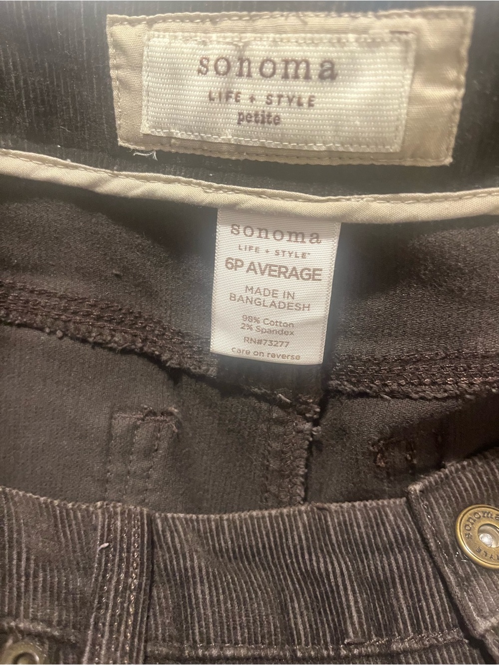 Sonoma Petite Corduroy Pants in Dark Brown